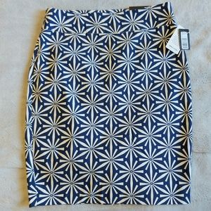 RW&CO Navy Patterned Pencil Skirt Sz S